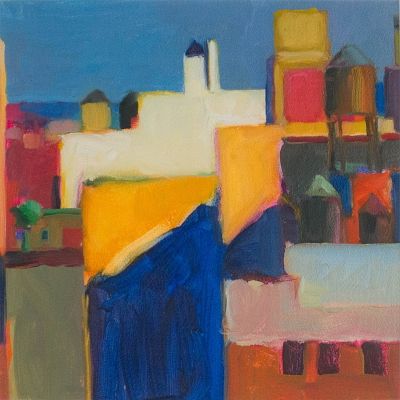 Connie Hayes, American 1982-, Union Square with Diagonals #3, Oil on Paper. Connie 