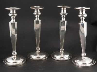 Four Whiting Sterling Weighted Candlesticks. Four Whiting Sterling Weighted Candlesticks Marked 
