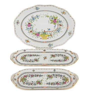 Three Herend "Indian Basket" Platters. Three Herend "Indian Basket" Platters Multicolor, two 