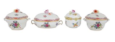 Three Herend "Chinese Bouquet" Sauce Tureens. Three Herend "Chinese Bouquet" Sauce 