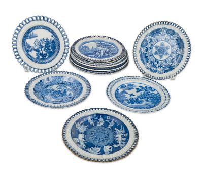 Thirteen Pearlware Reticulated Plates. Thirteen Pearlware Reticulated Plates English, 19th C. 