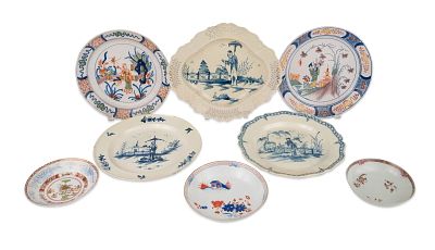 Eight Assorted Chinoiserie Decorated Plates. Eight Assorted Chinoiserie Decorated 