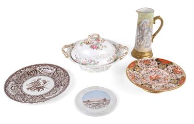 Five Porcelain Table Articles. Five Porcelain Table Articles Comprising, a Davenport imari 