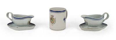 Five John Morgan (1753-1842) Family Chinese Export Armorial Table Articles. Five John Morgan 