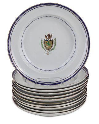 Eleven John Morgan (1753-1842) Family Chinese Export Armorial Soup Bowls. Eleven John Morgan 
