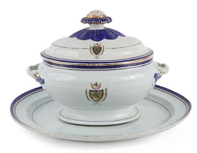 The John Morgan(1753-1842) Family Chinese Export Armorial Soup Tureen and Platter. The John 