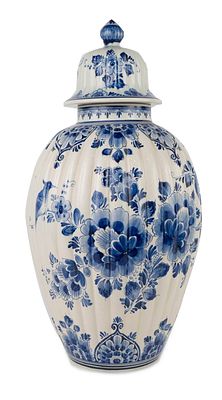 Delft Blue and White Tobacco Jar. Delft Blue and White Tobacco Jar Dutch, 20th C. decorated 
