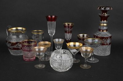 Large Group of Assorted Stemware. Large Group of Assorted Stemware Including, Bohemian style 