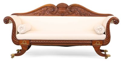 Federal Carved And Ormolu-Mounted Mahogany Sofa. Federal Carved And Ormolu-Mounted Mahogany 