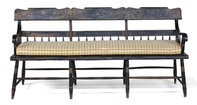 Late Federal Painted and Stencil Decorated Settee. Late Federal Painted and Stencil Decorated 