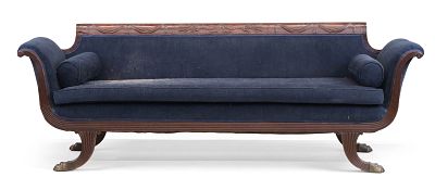 Federal Carved Mahogany Settee. Federal Carved Mahogany Settee New York, 19th C. Losses 