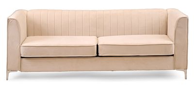 Contemporary White Velvet Upholstered Sofa. Contemporary White Velvet Upholstered 