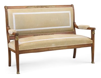 Neoclassical Style Fruitwood Settee 20th C. with gilt-metal ornaments. 40 1/4 x 56 x 25 1/2 in. 