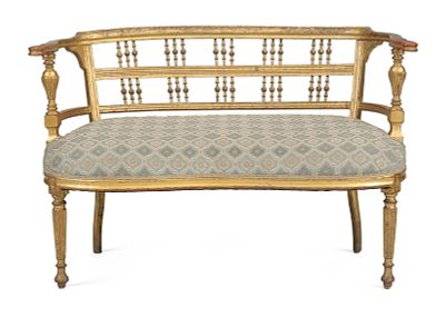 Neoclassical Style Giltwood Settee European, 19th/20th C. Losses to gilt and wear. 27 1/4 x 40 