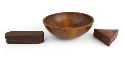 Triangular Burlwood Jewelry Box. Triangular Burlwood Jewelry Box Together a wood bowl and a 