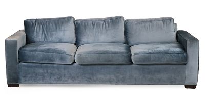Contemporary Blue Velvet Upholstered Sofa. Contemporary Blue Velvet Upholstered Sofa 20th C. 