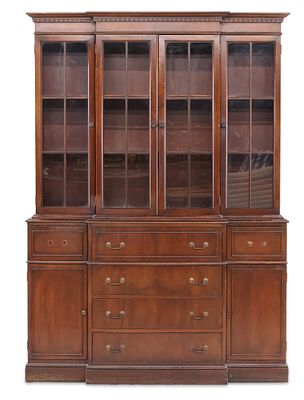 Georgian Style Mahogany Breakfront. Georgian Style Mahogany Breakfront 20th/21st C. Surface 