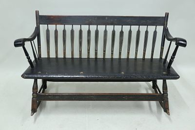 Antique 19th C. Hitchcock Style Mammy Rocking Bench. Antique 19th C. Hitchcock Style Mammy 