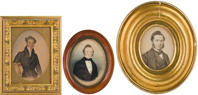Three Portraits of Gentlemen, Mixed Media on Paper. Three Portraits of Gentlemen Mixed Media on 