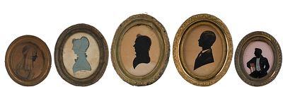Five Oval Silhouettes. Five Oval Silhouettes Including, a seated gentleman, a young boy, one 