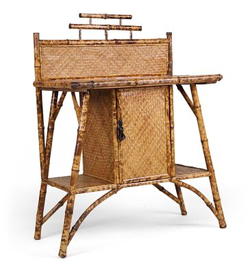 Bamboo, Oak, and Rattan Vanity. Bamboo, Oak, and Rattan Vanity 19th C. Provenance: From a 