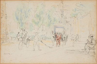 Francis McCarthy, 1923-2005, Street Scene, Mixed Media on Paper. Francis McCarthy 1923-2005 