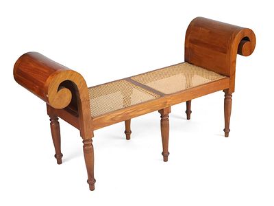 Regency Style Walnut Window Seat. Regency Style Walnut Window Seat With scrolled arms, caned 