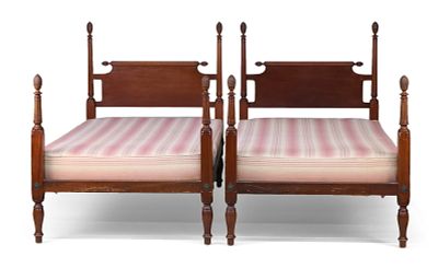 Pair of Margolis Federal Style Cherrywood Bedsteads. Pair of Margolis Federal Style Cherrywood 