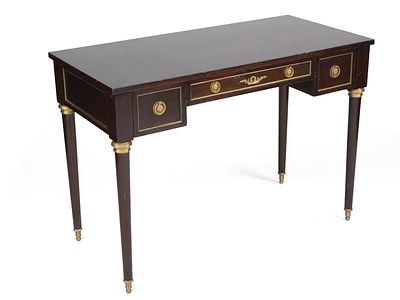 Louis XVI Style Brass-Mounted Oak Writing Desk. Louis XVI Style Brass-Mounted Oak Writing 