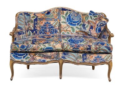 Louis XV Style Love Seat. Louis XV Style Love Seat Possibly Jack Lenor Larsen fabric. Losses to 