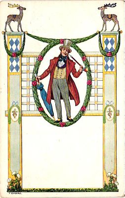 Открытое письмо "Живопись". F. Quidenus. Б.м. и г., 9 х 14 см. Незначительные потертости уголков