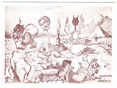 Открытое письмо "Потерянный манускрипт". Авангард. Худ. David Burliuk. Иностр.изд., б.г., 11 х 