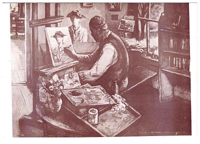 Открытое письмо "Моисей Сойер". Худ. David Burliuk. Иностр.изд., б.г., 11 х 14 см.