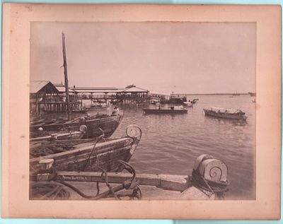 Двухсторонний лист (2 фотографии) "Пинанг. Причал" и "Мост через реку в лесу". Наклеены на 