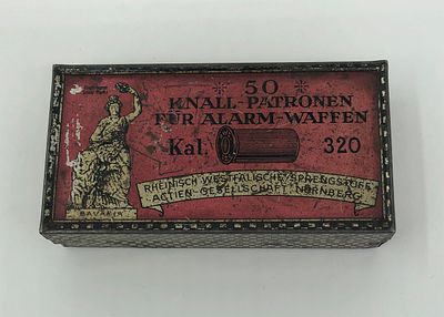 Жестяная коробка "Патроны для сигнального оружия". Идти 320. Рейниш Вестфальше Снг. Астиен 