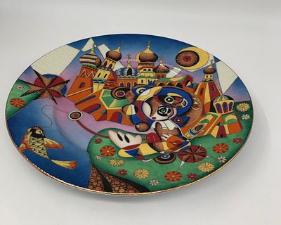 Фарфоровая декоративная тарелка "Золотая рыбка". Худ. Роберт Гамбитов, исп. Roxana Gabi. 