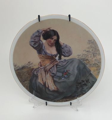Декоративная тарелка "Девушка в голубом". CZECH REPUBLIC, DUBI. Дуби (чеш. Dubí), бывш. 
