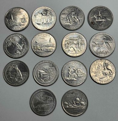 14 монет 25 центов США (квотер).