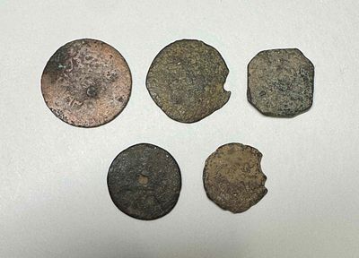 Пять монет (5шт.). Диамерт: 2,3см, 2см, 1,9см, 1,8см, 1,6см