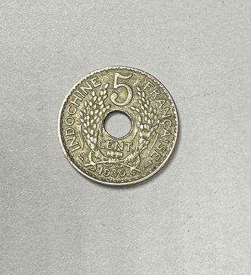 Монета 5 центов 1930г. Французский Индокитай. Диаметр: 2,3см. Состояние XF