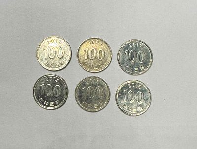 6 монет Южная Корея 100 вон 1988, 2013, 2014, 2016, 2017гг.