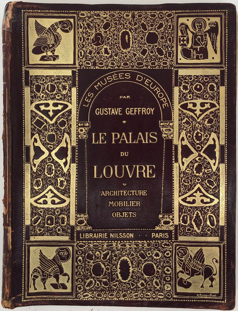 Gustave Geffroy "Le Palais du Louvre/Лувр". Золотой обрез. Цельнокожанный переплет. Изд. 