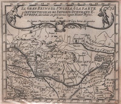 Карта "Великое Королевство Венгрии или Северная часть Османской Империи…". Размер: 19х22,5см.. 