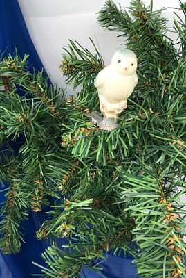 Ёлочная игрушка на прищепке на прищепке "Птенец". Стекло, 1950-60гг. Размер: 9х3,5см. Небольшая 