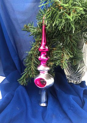 Ёлочное украшение "Макушка". Стекло. 50-е года. Высота: 26см. Незначительные потертости 