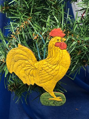 Ёлочное украшение "Петушок". Картонаж. Изг. Артель. 1940-50гг. Размер: 10х8см.