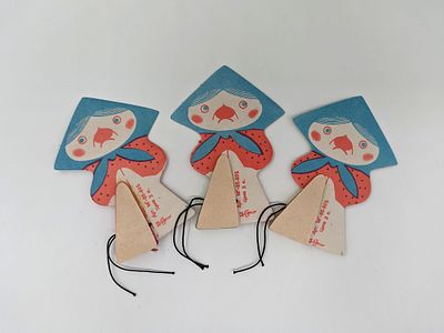 Набор из трех (3шт.) гирлянд-раскладушек для ёлки. Картонаж. 1970-е гг. Размер: 10х7см.