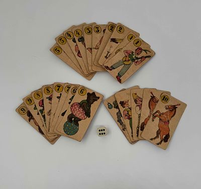 Игра "Новый цирк". 1950г. Комплект из 23 карточек (22шт.+1шт.). Размер карточек 5x9,5см. Нет 