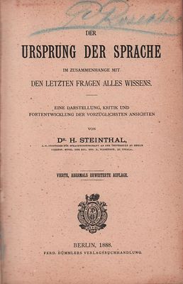 Der URSPRUNG der SPRACHE (Происхождение языка). Владельческий переплет "P. R.". Изд.-во "Ферда 