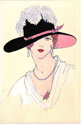 Открытое письмо (рисунок) "Головка". Б.м. и г., 9 х 14 см